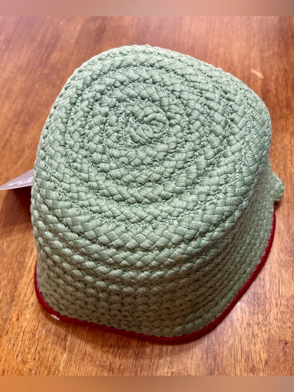 Colonial Mills Green and Burgundy Braided Basket - Made in the USA